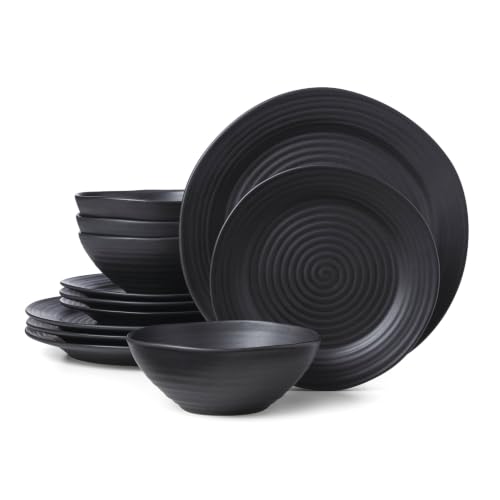 Black Ridge Piece Dinnerware Set (12 Count)