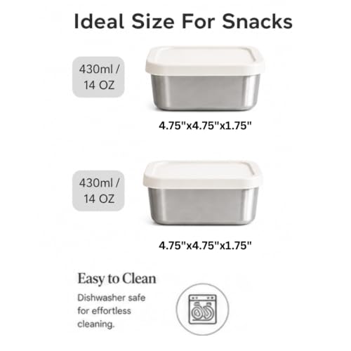 Flexibento Stainless Steel Snack Container Set with Silicone Lids (2 Count)