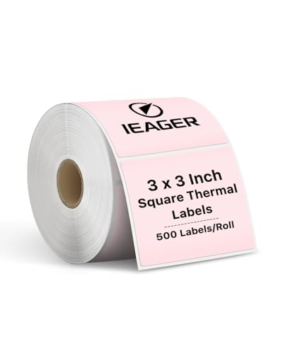 Pink 3" x 3" Square Thermal Label Stickers