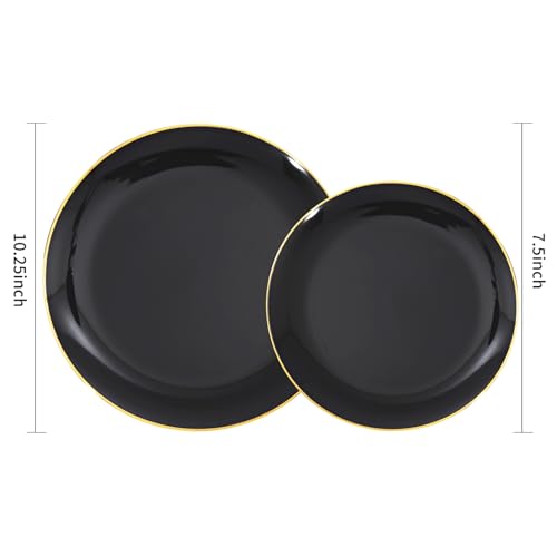 100PCS Black and Gold Plates (100 Count)