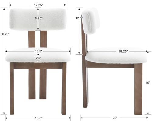 Dining Chairs Set of 4 Faux Fur Dinner Chairs with Solid Wood Kitchen Chairs for Kitchen (4 Count)