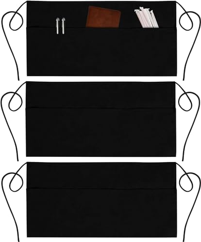 3 Pack Server Aprons with 3 Pockets (3 Count)