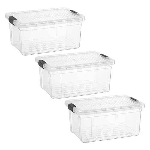 11 Quart Clear Plastic Storage Boxes with Lids (3 Count)