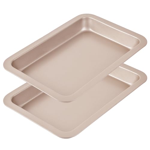 10 Inch Rectangular Baking Pan 2 Pack Carbon Steel Tray for Oven Roasting