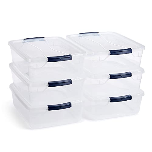 Cleverstore 17 Quart Clear Latching Waterproof Stackable Airtight Storage Containers with Durable Latching Lids (6 Count)