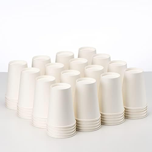 12 oz 100 Pack White Disposable Paper Coffee Cups (100 Count)