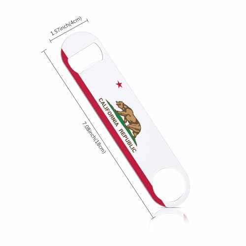 State of California Flag Stainless Steel Bottle Opener Bear National Star Insignia Landmark Flat Beer Bottle Opener Keychain for Home Kitchen Bar Restaurant Party Birthday Gift