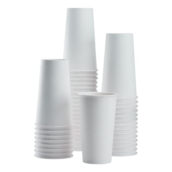 20 oz Paper Hot Coffee Cups [600 ct] White Disposable Cup for Hot (600 Count)