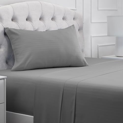 Iconic 3-PC, Ultra Soft Sheet Set (Twin XL, Striped Gray/Silver)