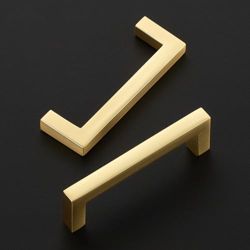 Brushed Gold Cabinet Handles Solid Cabinet Pulls 3 Inch CC (30 Count)