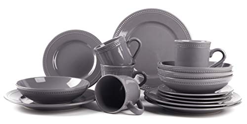 HomeVSS 16 Piece Pearl Dots Stoneware Dinnerware Set