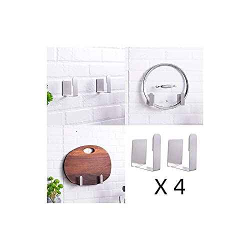 Pot Lid Holder Stainless Steel Wall Mounted 3M Self Adhesive Pan Cover Racks (8 Count)
