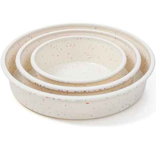 6/8/10 Inch Cake Pan Set, 3 Pack Silicone Mold with Steel Frame (3 Count)