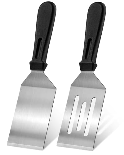 2Pcs 9.8" Stainless Steel Spatulas Heat Resistant Handle for BBQ Dessert (2 Count)