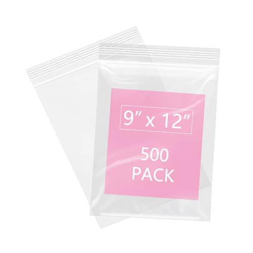 500 Pcs 9" x 12" Clear Zip Bags (500 Count)