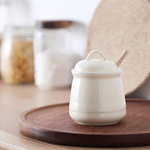 Ceramic Honey pot with Lid and Honey Dipper