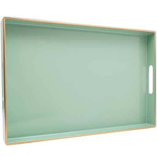 Green Decorative Serving Tray with Handles