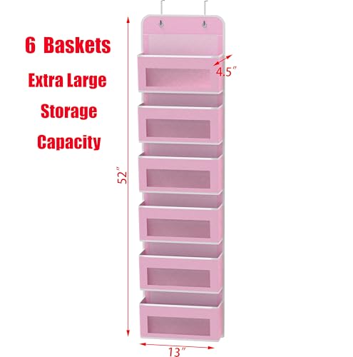 6 Clear Window Pocket Over Door Hanging Organizer
