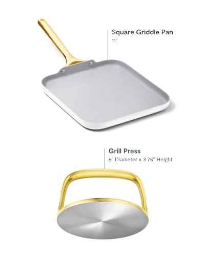 11" Non Stick Square Griddle Pan and 6" Grill Press Duo