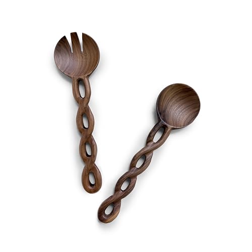 13 Inch Walnut Wood Salad Tongs