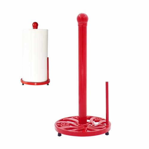 Red Cast Iron Paper Towel Holder for Kitchen Countertop