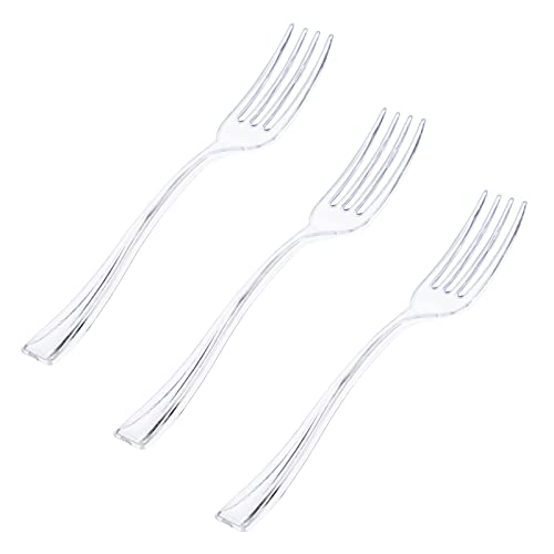 300 Pieces Clear Plastic Mini Forks 4 Inches Clear Plastic Forks Plastic Tasting Forks (300 Count)