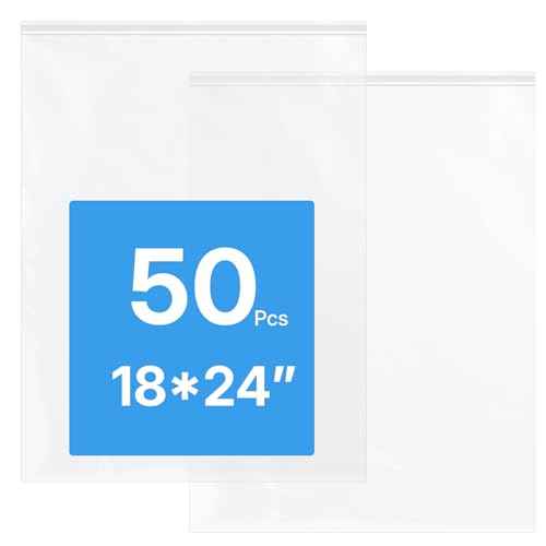 50Pcs Clear 18" x 24" Large Storage Plastic Bags (50 Count)