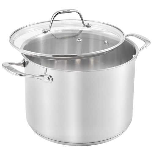 8 Quart Stainless Steel Stock Pot with Glass Lid