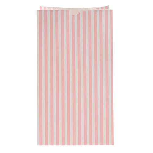 Pink And White Stripe Paper Bag (100 Count)