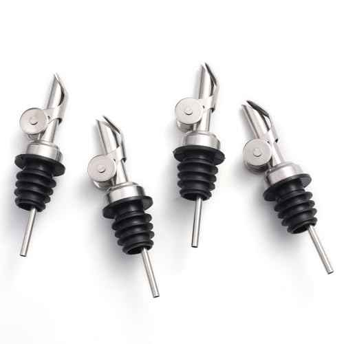 Liquor Pour Spout Made of Stainless Steel with Automatic Anti (4 Count)