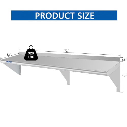 HARDURA Stainless Steel Shelf 12" x 72"
