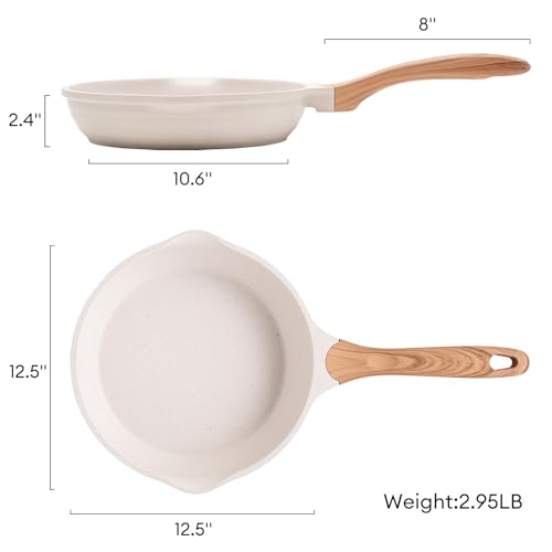 12.5 Inch Nonstick Frying Pan Skillet with Dual Spouts Cooking Pan