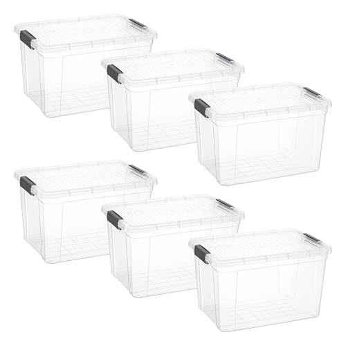 26.5 Quart Clear Plastic Storage Boxes with Lids (6 Count)