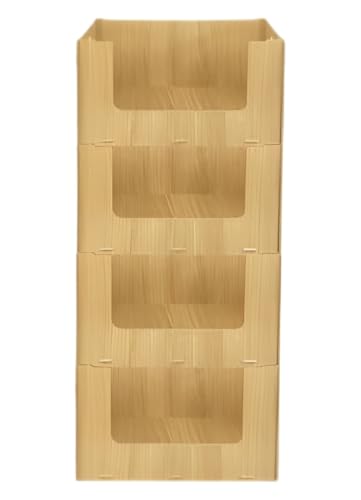Wooden Stackable Storage Bins Open Front for Pantry Storage (3 Count)