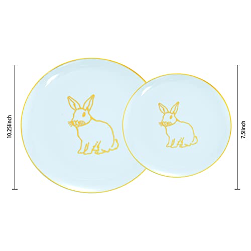 60 Pieces Easter plates with Gold Bunny (60 Count)