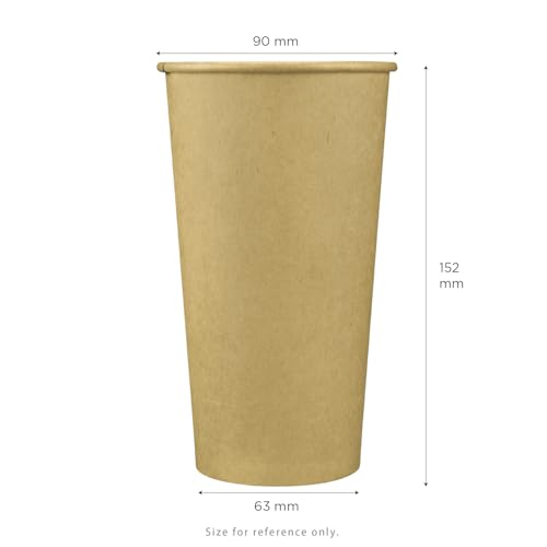 20oz Kraft Paper Coffee Cups [600 ct] Disposable (600 Count)