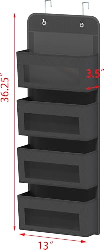 4 Clear Pocket Over Door Hanging Organizer