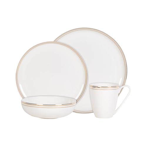 by Fitz and Floyd Nevaeh Bone China Coupe Gold Bands Dinnerware Set