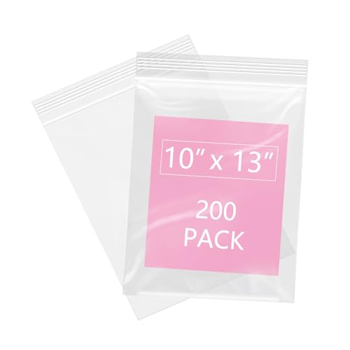 200 Pcs 10" x 13" Clear Zip Bags (200 Count)