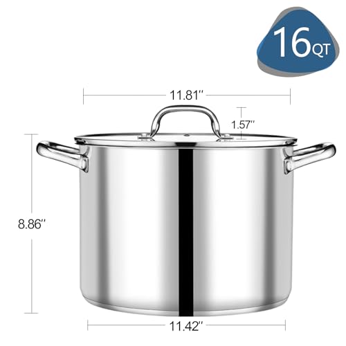 16 QT Stainless Steel Stock Pot with Lid