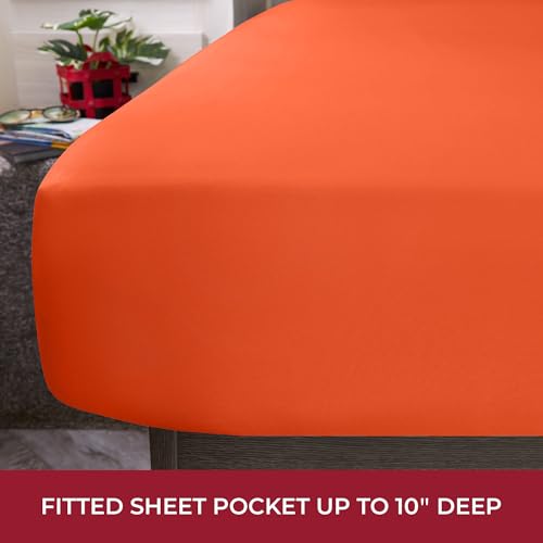 Iconic 4-PC, Ultra Soft Sheet Set (RV/Short Queen, Poppy Orange)