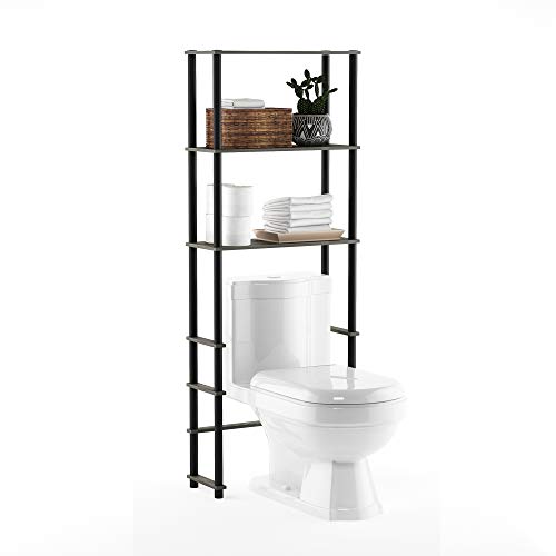 Turn-N-Tube with 3 Shelves Toilet Space Saver, French Oak Grey/Black