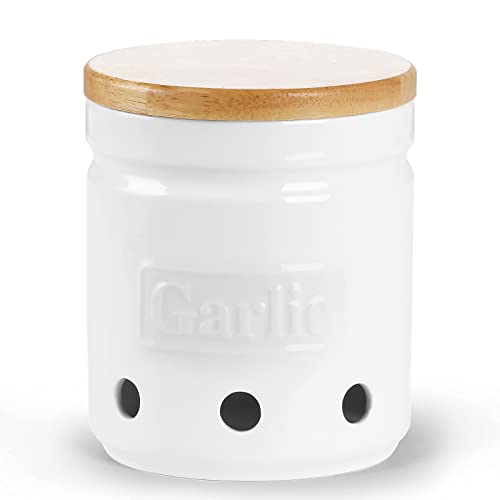 Garlic Keeper with Wooden Lid