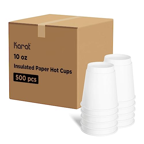10 oz Double Wall Insulated Coffee Cup [500 Count] White Paper Hot Cup