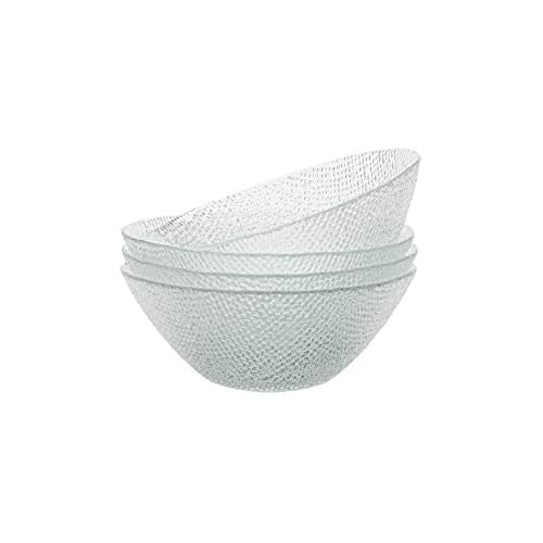Elegant Textured Glass Salad Bowls (4 Count)