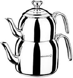 A057 Droppa Maxi Caydanlik Stainless Steel Teapot Suitable for Induction Cookers (3.6 Quart - Medium)