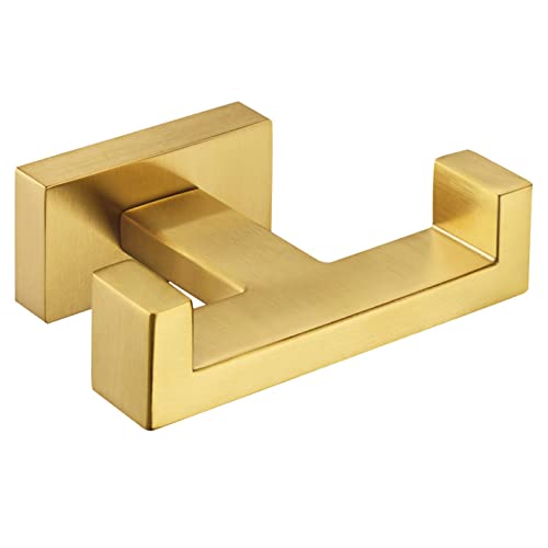 Double Towel Hook Brushed Gold