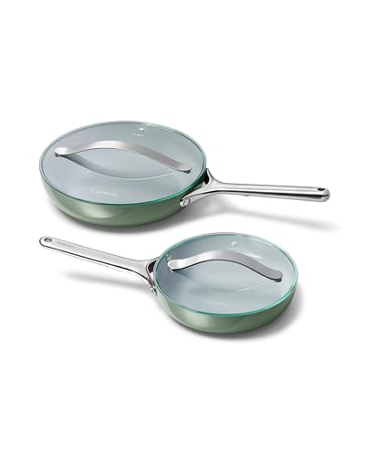 Ceramic Fry Pan Duo with Glass Lids