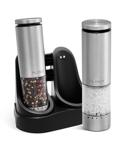 Rechargeable Electric Salt and Pepper Grinder Set with Charging Base (2 Count)