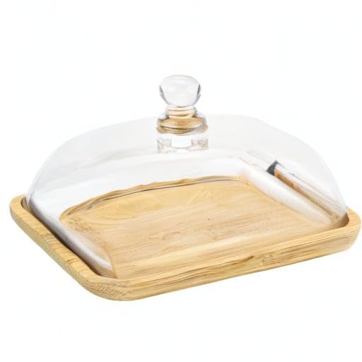Crystal Clear Glass Butter Dish with Lid Butter Holder Container for Butter